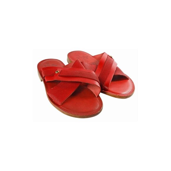 Levi Red Men’s Italian Leather Sandals Shoes for Men main image 4